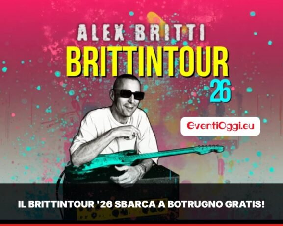 Alex Britti Botrugno suona la chitarra sul palco durante il concerto live del Brittintour 2026